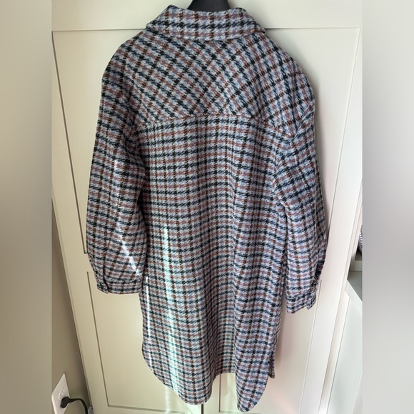 NWT GAP Plaid Unlined Wool Blend Shacket Jacket SZ L Brown Blue Gray Black - Picture 14 of 14